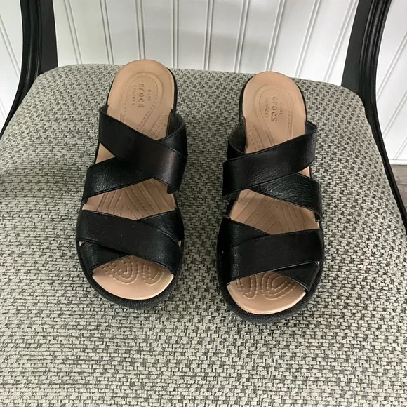 Crocs Black Criss-Cross Sandals - Picture 3 of 4